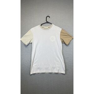 Scotch & Soda Shirt Mens Small White Beige Colorblock Graphic Logo‎ Crewneck Tee
